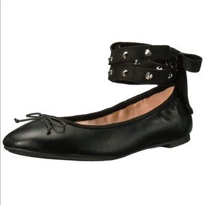 Ballet Flat with studded ankle strap